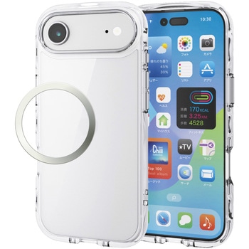iPhone Air ケース ハイブリッド 衝撃吸収 軽量 薄型 磁気吸着対応メタルステッカー付 TOUGH SLIM LITE エレコム