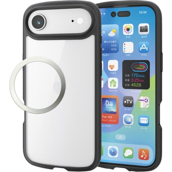 iPhone Air ケース ハイブリッド 衝撃吸収 軽量 薄型 磁気吸着対応メタルステッカー付 - エレコム