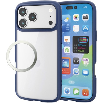 iPhone17 Pro Max ケース ハイブリッド 衝撃吸収 軽量 薄型 磁気吸着対応メタルステッカー付 エレコム