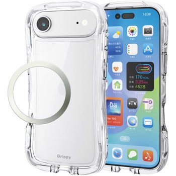 iPhone Air ケース ハイブリッド 衝撃吸収 磁気吸着対応メタルステッカー付 Grippy エレコム
