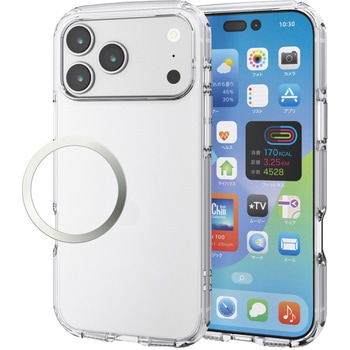 iPhone17 Pro Max ケース ソフト 衝撃吸収 軽量 薄型 磁気吸着対応メタルステッカー付 高透明 エレコム