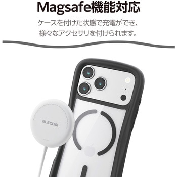 iPhone17 Pro Max ケース ハイブリッド 衝撃吸収 MAGKEEP 磁力吸着ワイヤレス充電対応 Grippy - エレコム