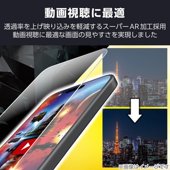 iPhone17 ガラスフィルム 高透明 光反射軽減 ブルーライトカット 10H 指紋防止 気泡防止 飛散防止 エレコム