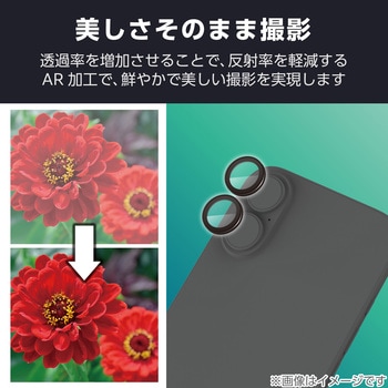 iPhone17 レンズガラスフィルム 高透明 10H 指紋防止 貼り付けツール付 エレコム