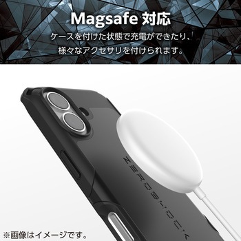 iPhone17 ケース ハイブリッド 衝撃吸収 MAGKEEP 磁力吸着ワイヤレス充電対応 フィルム付 ZEROSHOCK エレコム