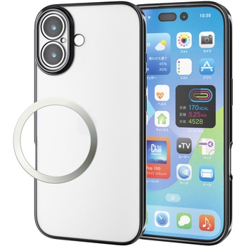 iPhone17 ケース ソフト 磁気吸着対応メタルステッカー付 極限保護 エレコム