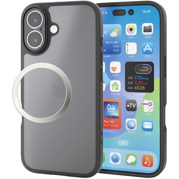 iPhone17 ケース ハイブリッド 衝撃吸収 カメラレンズ搭載 磁気吸着対応メタルステッカー付 極限保護 エレコム
