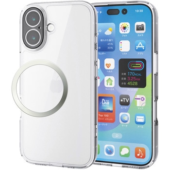 iPhone17 ケース ハイブリッド 衝撃吸収 カメラレンズ搭載 磁気吸着対応メタルステッカー付 極限保護 エレコム