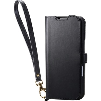 iPhone17 ケース レザー 手帳型 マグネット 衝撃吸収 ハンドストラップ付 スタンド機能付 エレコム