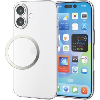 iPhone17 ケース ソフト 軽量 薄型 磁気吸着対応メタルステッカー付 - エレコム