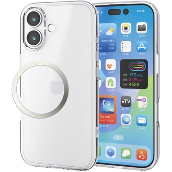 iPhone17 ケース ハイブリッド 衝撃吸収 磁気吸着対応メタルステッカー付 背面マット エレコム
