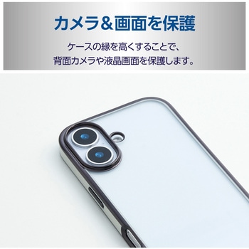 iPhone17 ケース ソフト 衝撃吸収 磁気吸着対応メタルステッカー付 メタリックライン エレコム