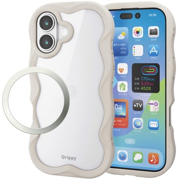 iPhone17 ケース ハイブリッド 衝撃吸収 磁気吸着対応メタルステッカー付 背面クリア Grippy - エレコム