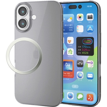 iPhone17 ケース ハード 極薄 磁気吸着対応メタルステッカー付 - エレコム