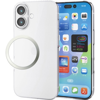iPhone17 ケース ハード 極薄 磁気吸着対応メタルステッカー付 - エレコム