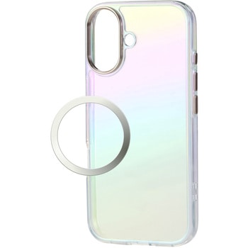 iPhone17 ケース ハイブリッド 衝撃吸収 磁気吸着対応メタルステッカー付 オーロラデザイン エレコム