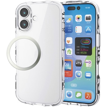 iPhone17 ケース ハイブリッド 衝撃吸収 軽量 薄型 磁気吸着対応メタルステッカー付 TOUGH SLIM LITE エレコム