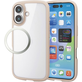 iPhone17 ケース ハイブリッド 衝撃吸収 軽量 薄型 磁気吸着対応メタルステッカー付 TOUGH SLIM LITE - エレコム