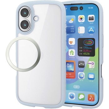 iPhone17 ケース ハイブリッド 衝撃吸収 軽量 薄型 磁気吸着対応メタルステッカー付 TOUGH SLIM LITE エレコム
