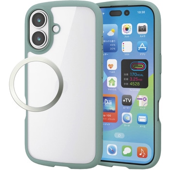 iPhone17 ケース ハイブリッド 衝撃吸収 軽量 薄型 磁気吸着対応メタルステッカー付 TOUGH SLIM LITE エレコム