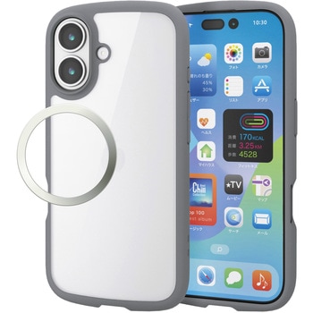 iPhone17 ケース ハイブリッド 衝撃吸収 軽量 薄型 磁気吸着対応メタルステッカー付 TOUGH SLIM LITE エレコム