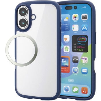 iPhone17 ケース ハイブリッド 衝撃吸収 軽量 薄型 磁気吸着対応メタルステッカー付 TOUGH SLIM LITE エレコム