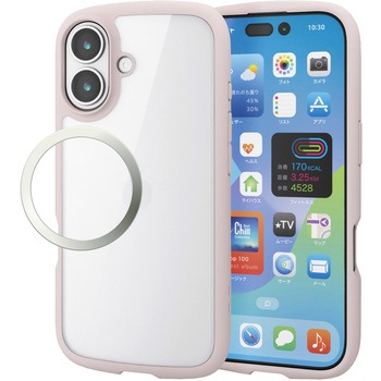 iPhone17 ケース ハイブリッド 衝撃吸収 軽量 薄型 磁気吸着対応メタルステッカー付 TOUGH SLIM LITE エレコム