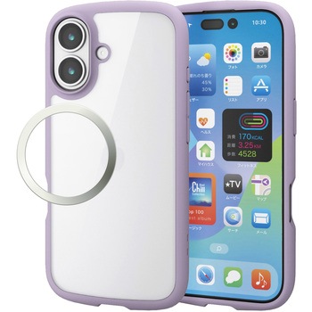 iPhone17 ケース ハイブリッド 衝撃吸収 軽量 薄型 磁気吸着対応メタルステッカー付 TOUGH SLIM LITE エレコム