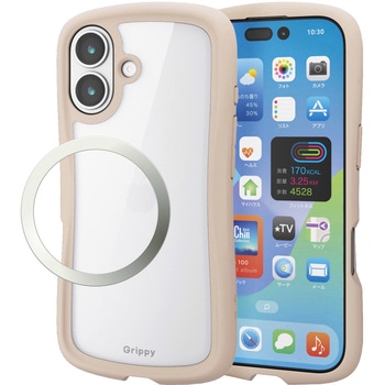 iPhone17 ケース ハイブリッド 衝撃吸収 磁気吸着対応メタルステッカー付 Grippy - エレコム