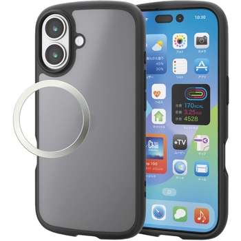 iPhone17 ケース ハイブリッド 衝撃吸収 軽量 薄型 磁気吸着対応メタルステッカー付 - エレコム