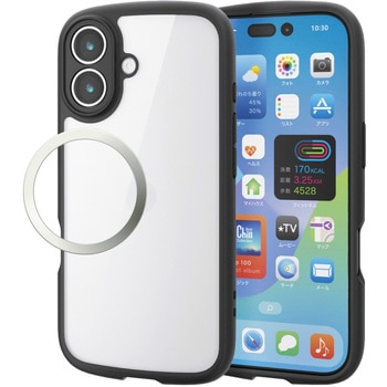 iPhone 17 ケース ハイブリッド 衝撃吸収 軽量 薄型 磁気吸着対応メタルステッカー付 極限保護 エレコム