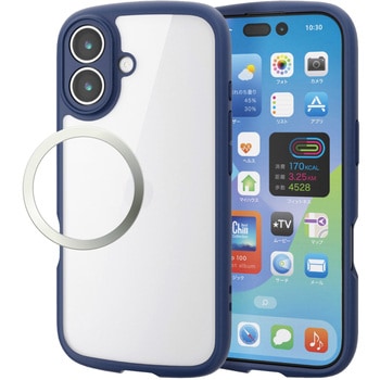 iPhone17 ケース ハイブリッド 衝撃吸収 軽量 薄型 磁気吸着対応メタルステッカー付 極限保護 エレコム