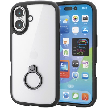 iPhone17 ケース ハイブリッド 衝撃吸収 軽量 薄型 リング付 スタンド機能付 TOUGH SLIM LITE - エレコム