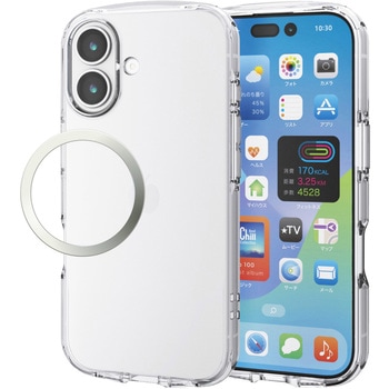 iPhone17 ケース ソフト 衝撃吸収 軽量 薄型 磁気吸着対応メタルステッカー付 高透明 エレコム