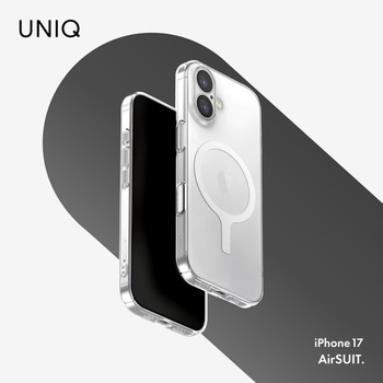 iPhone 17 UNIQ 耐傷 ワイヤレス充電対応 スマホケース 「AirSUIT GLOSSY」 クリア/ホワイト uniq(ユニーク)