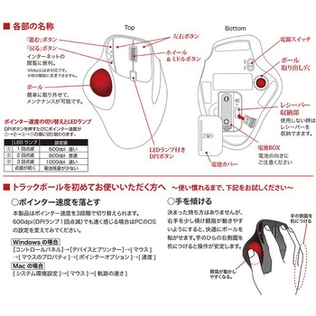無線5ボタン光学式親指トラックボール ナカバヤシ