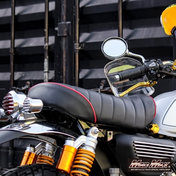 Mr Quick製 ホンダ モンキー125用 レザー タックロールシート ブラック/レッド MAD MAX(マッドマックス)