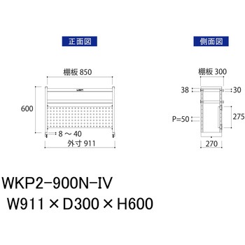 作業台用架台/棚板2段+パンチングパネルタイプ_ワークテーブル架台 山金工業