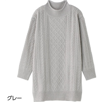 821558 ケーブルニットチュニック - ケアファッション