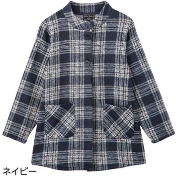 821129 裏起毛斜めボタンホールジャケット ケアファッション