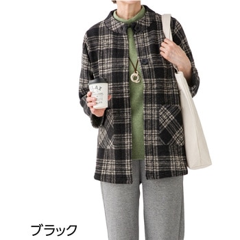 821129 裏起毛斜めボタンホールジャケット ケアファッション