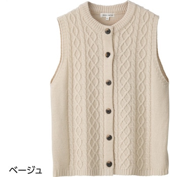 821936 ケーブル柄ニットベスト ケアファッション