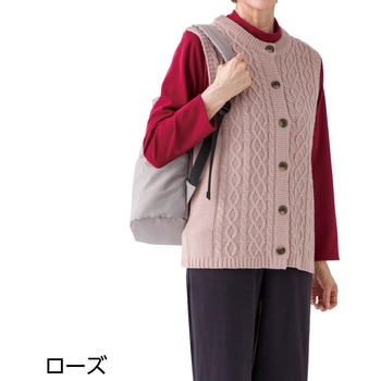 821936 ケーブル柄ニットベスト ケアファッション