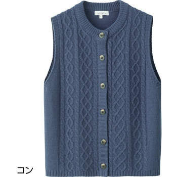 821936 ケーブル柄ニットベスト ケアファッション