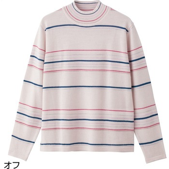 821466 洗えるボーダー柄ハイネック ケアファッション