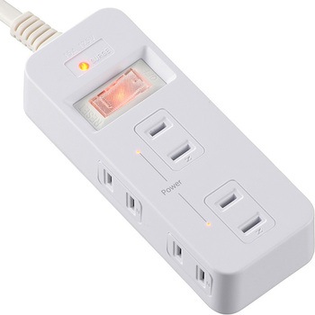 発煙ガードスイッチ付きタップ オーム電機