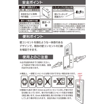 Hs Ak4pbt W スクエアタップ雷ガード オーム電機 4個口 コンセント形状 2p Hs Ak4pbt W 1個 通販モノタロウ 62921286