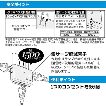 コーナータップ雷ガード オーム電機