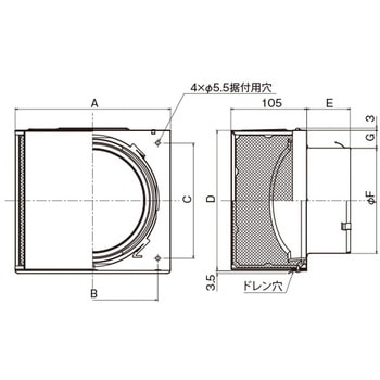 SUS製 角形耐外風フード 網3M 左右開口タイプ メルコエアテクノロジー(旧:メルコエアテック)