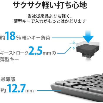 キーボード 有線 USB接続 メンブレン式 テンキー付き 抗菌 薄型 フルキーボード エレコム